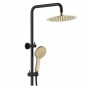 Kaya Matte Black Twin Shower With Urban Brass Heads